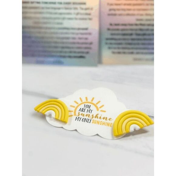 You are My Sunshine Yellow Rainbow Clay Stud Handmade Earrings Brand New - Picture 4 of 4
